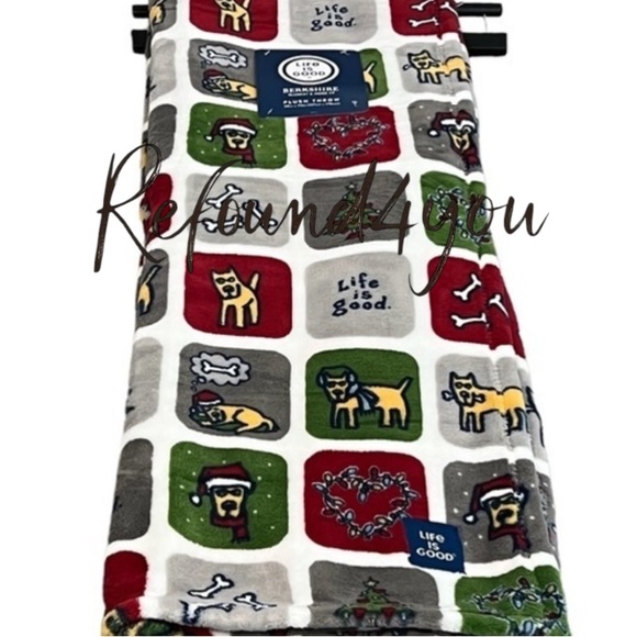 Life is good - ‘Dog Holiday’ plush throw. 50” x 70”. NWT. - Picture 1 of 4